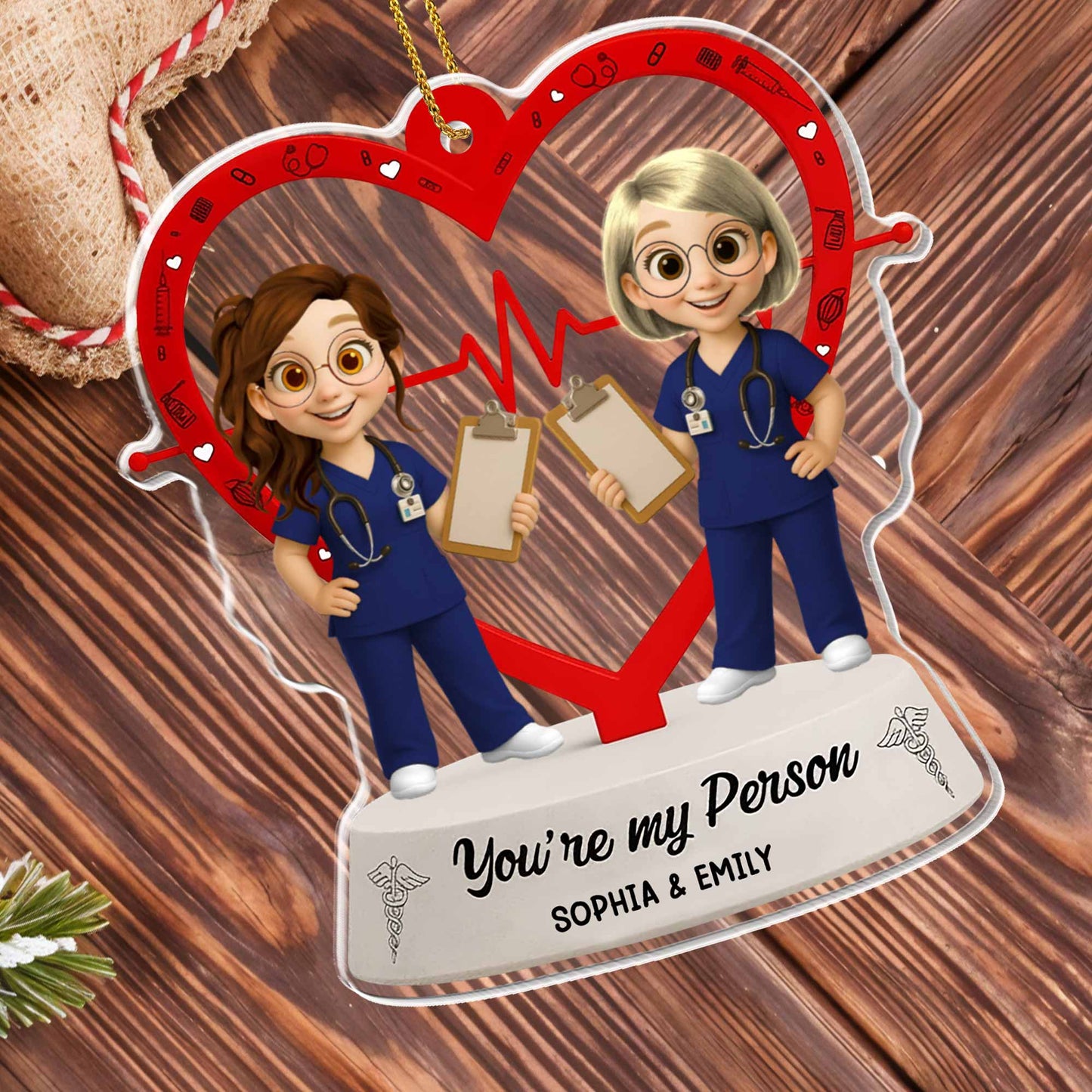 You're My Person, Heart And Stethoscope Design - Personalized Custom Acrylic Ornament, Christmas Gift - BST292_ACO