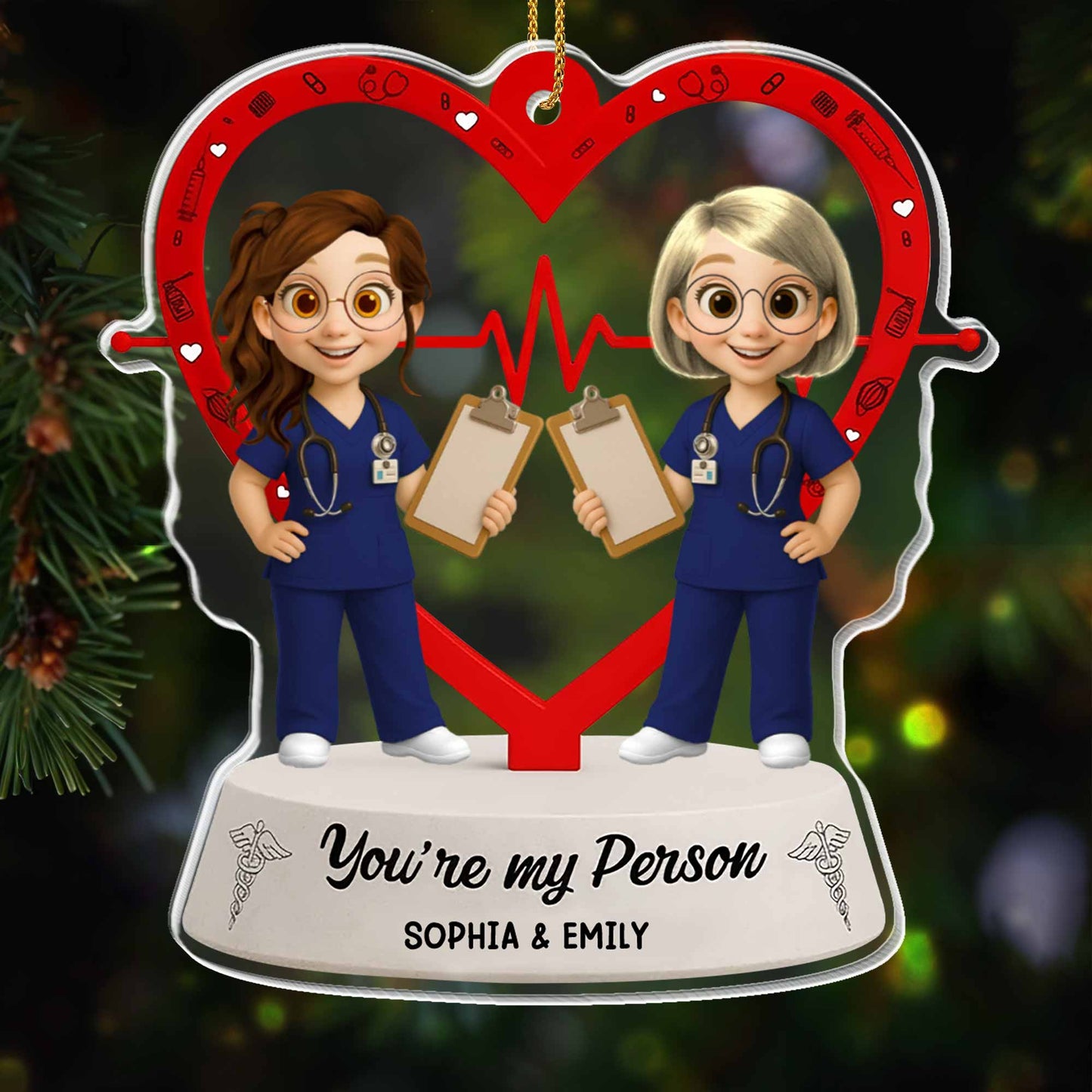 You're My Person, Heart And Stethoscope Design - Personalized Custom Acrylic Ornament, Christmas Gift - BST292_ACO