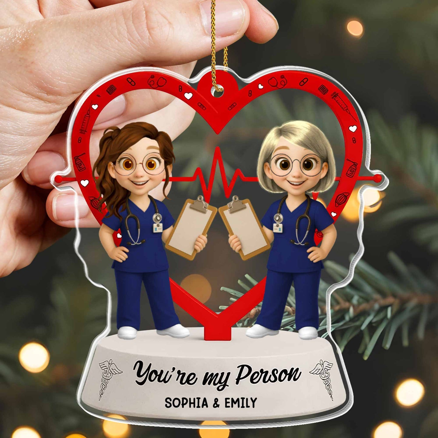 You're My Person, Heart And Stethoscope Design - Personalized Custom Acrylic Ornament, Christmas Gift - BST292_ACO
