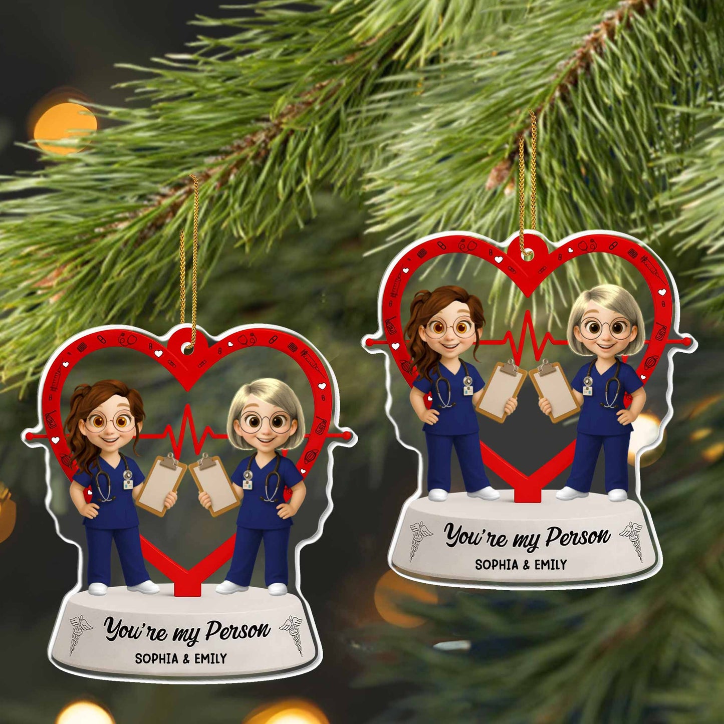 You're My Person, Heart And Stethoscope Design - Personalized Custom Acrylic Ornament, Christmas Gift - BST292_ACO