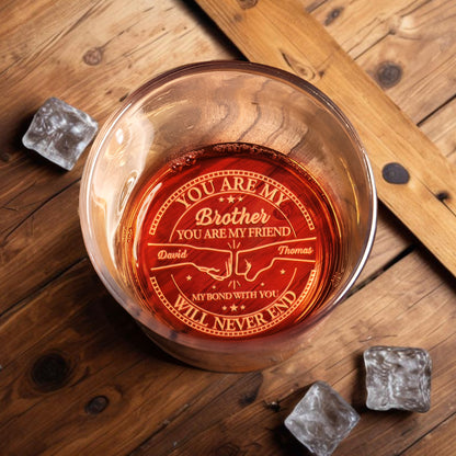You Are My Brother, My Friend, Crossed Arrows Compass Design - Personalized Engraved Whiskey Glass - BST299_EWG