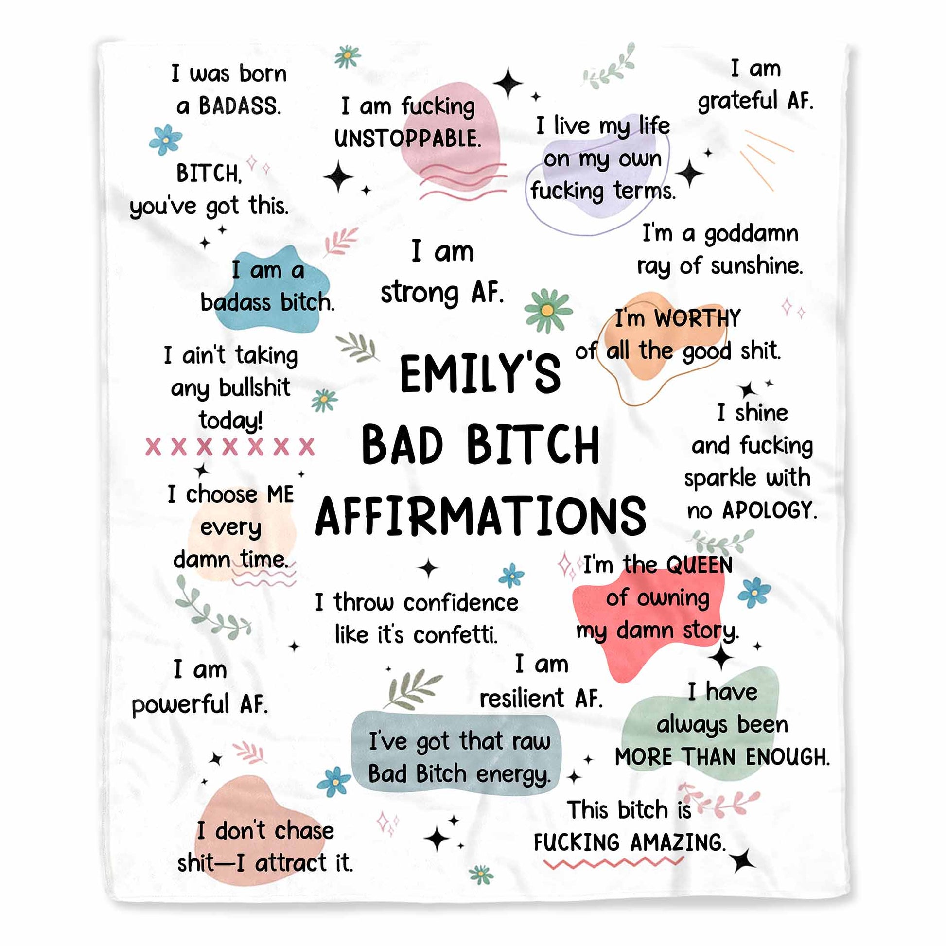 Empowering Bold Affirmations With Stars And Flowers