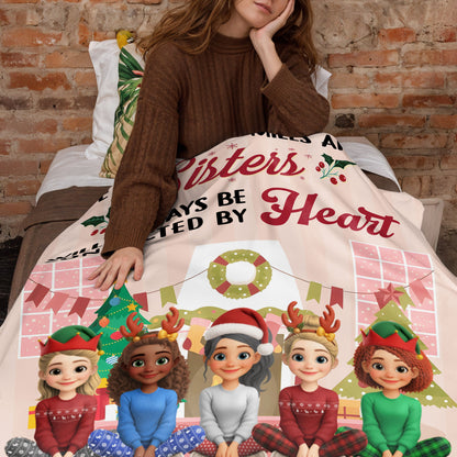 Sisters Always Connected By Heart With Christmas Wreath