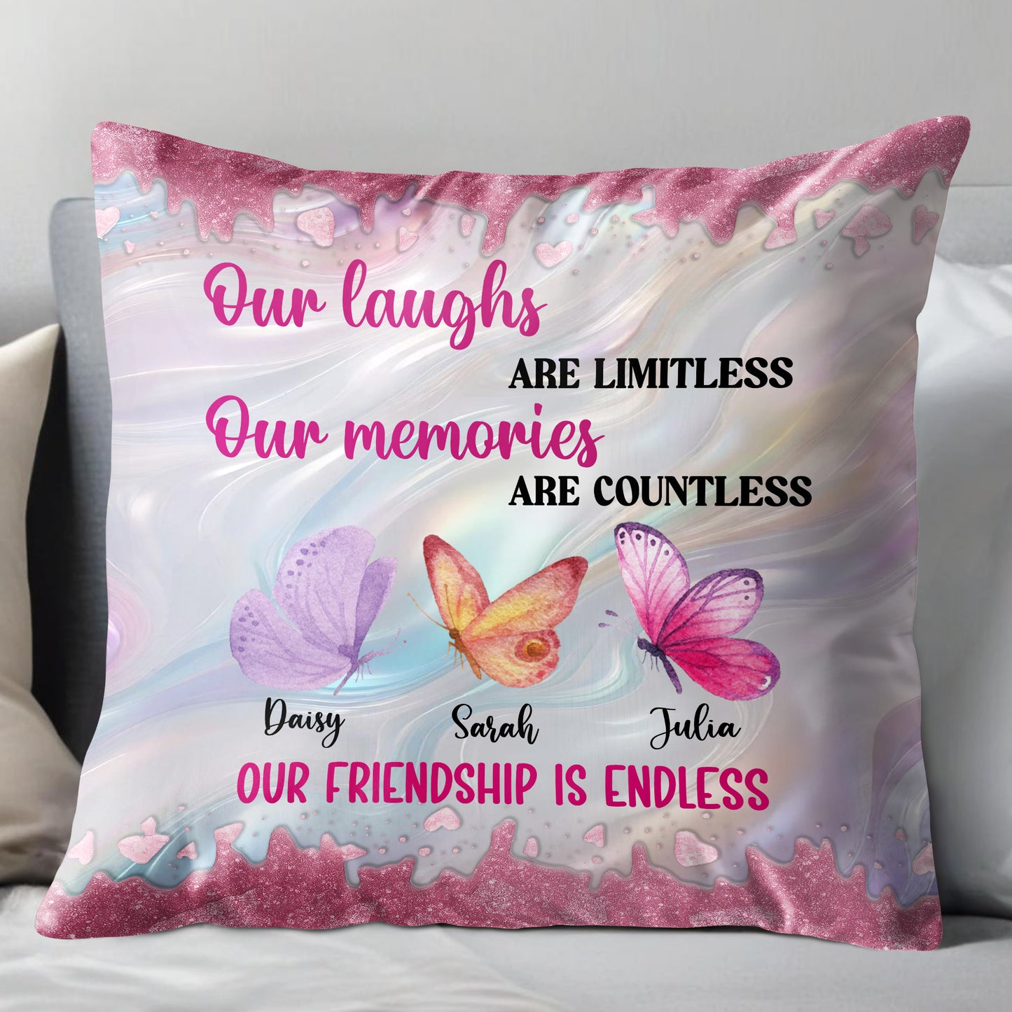 Our Laughs Are Limitless, Friendship Gift With Butterflies And Hearts