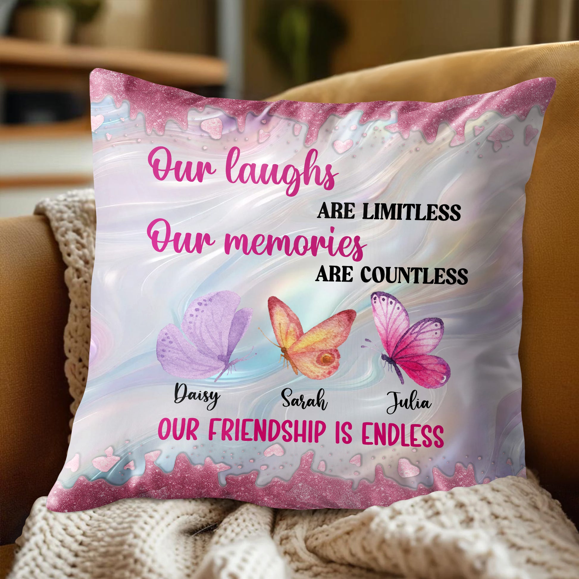 Our Laughs Are Limitless, Friendship Gift With Butterflies And Hearts