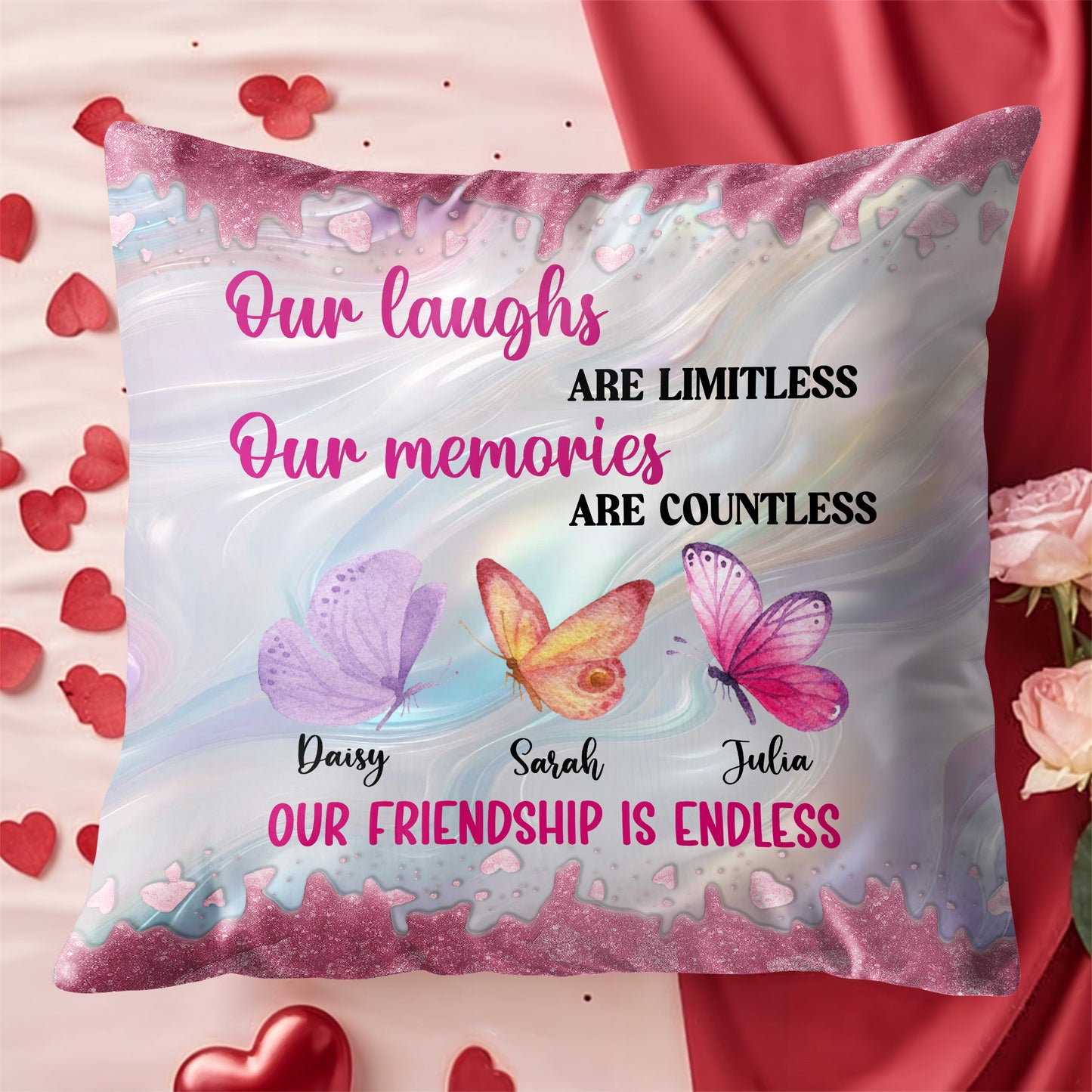 Our Laughs Are Limitless, Friendship Gift With Butterflies And Hearts