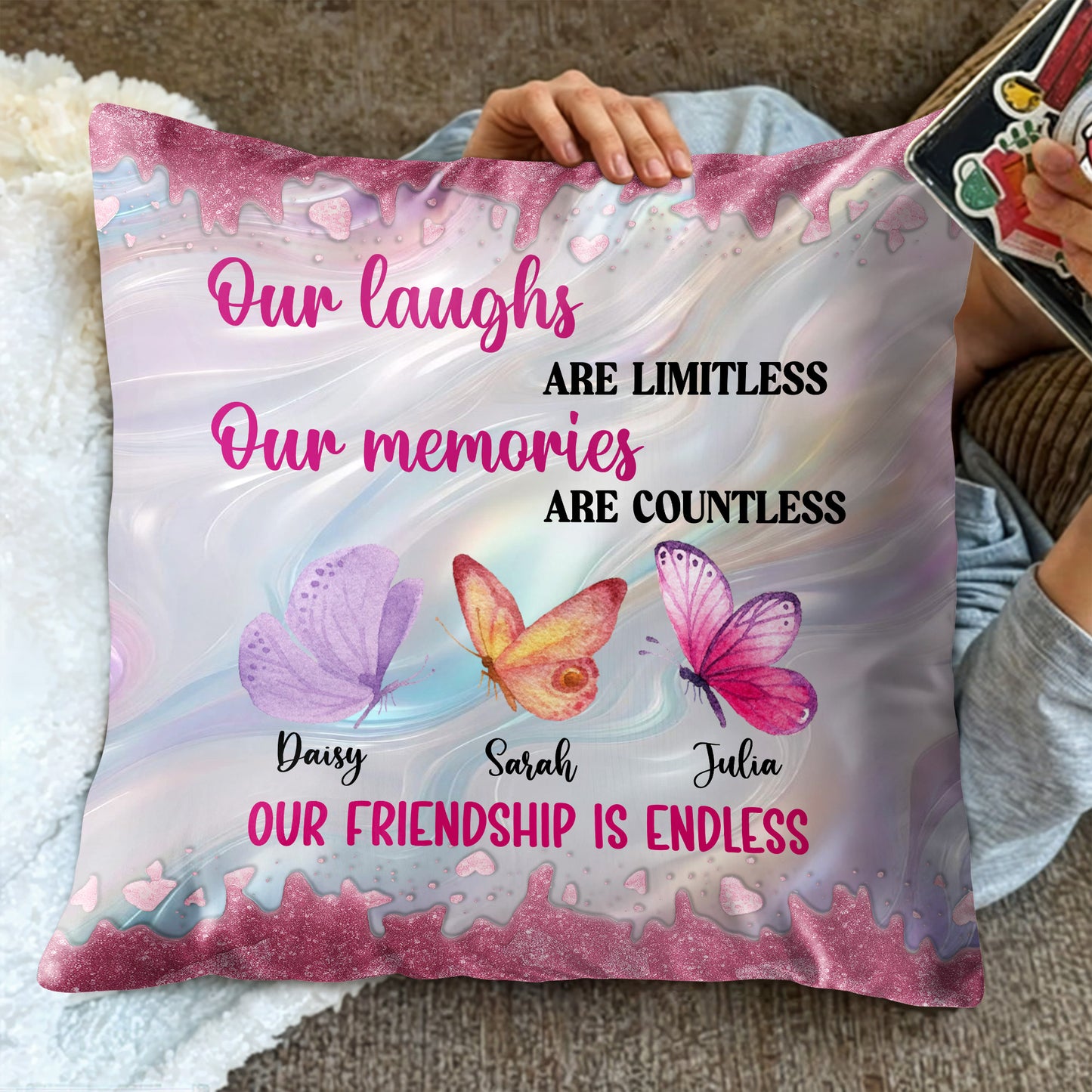 Our Laughs Are Limitless, Friendship Gift With Butterflies And Hearts