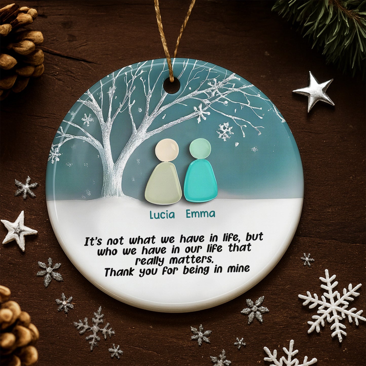 Thank You For Being In Mine, Tree And Snowflakes