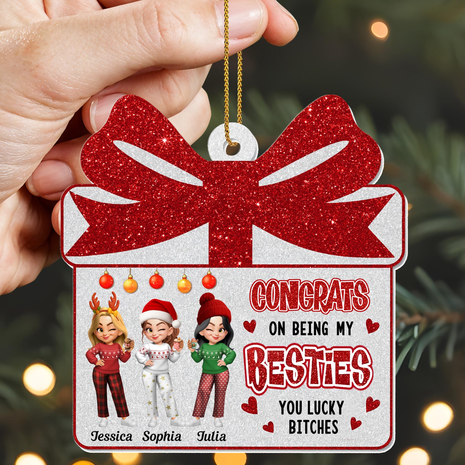 Congrats On Being My Besties, Gift Box And Christmas Ornaments