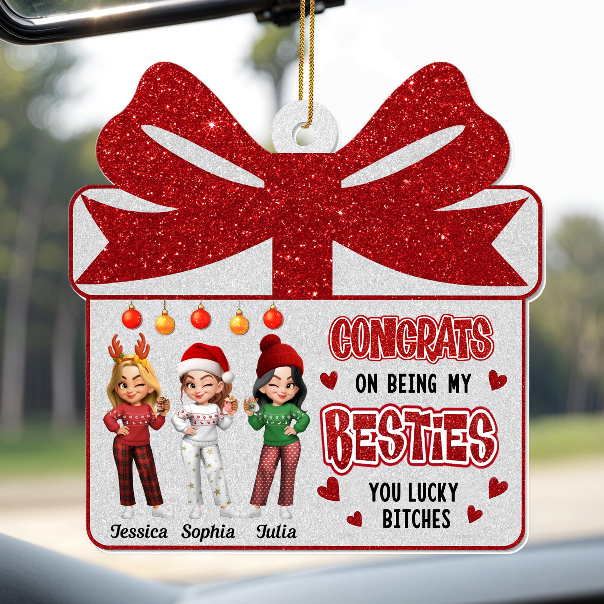 Congrats On Being My Besties, Gift Box And Christmas Ornaments