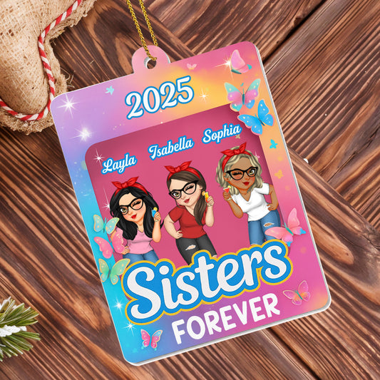 Sisters Forever With Butterflies And Cartoon Style Female Figures