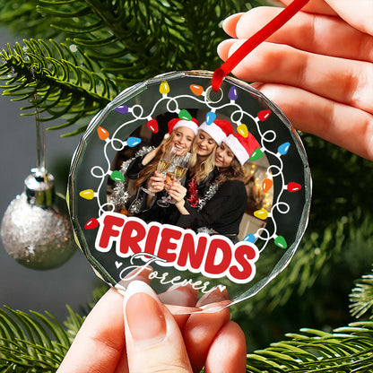 Friends Forever With Santa Hats and Christmas Lights