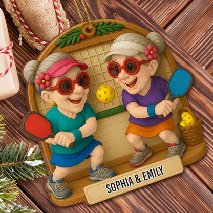 Celebrate Treasured Moments With Joyful Pickleball Game - Personalized Custom Wood Ornament, Custom Shaped - BST323_WDO