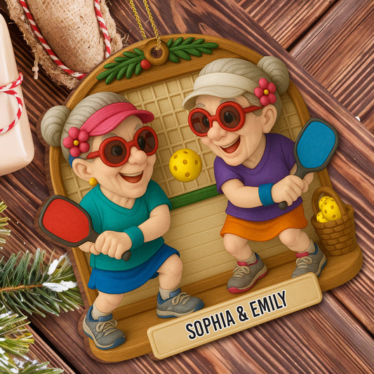 Celebrate Treasured Moments With Joyful Pickleball Game - Personalized Custom Wood Ornament, Custom Shaped - BST323_WDO