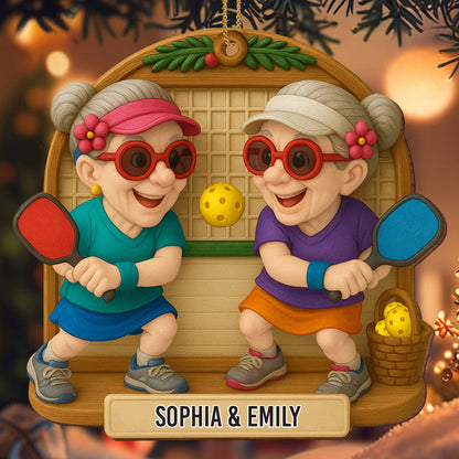 Celebrate Treasured Moments With Joyful Pickleball Game - Personalized Custom Wood Ornament, Custom Shaped - BST323_WDO