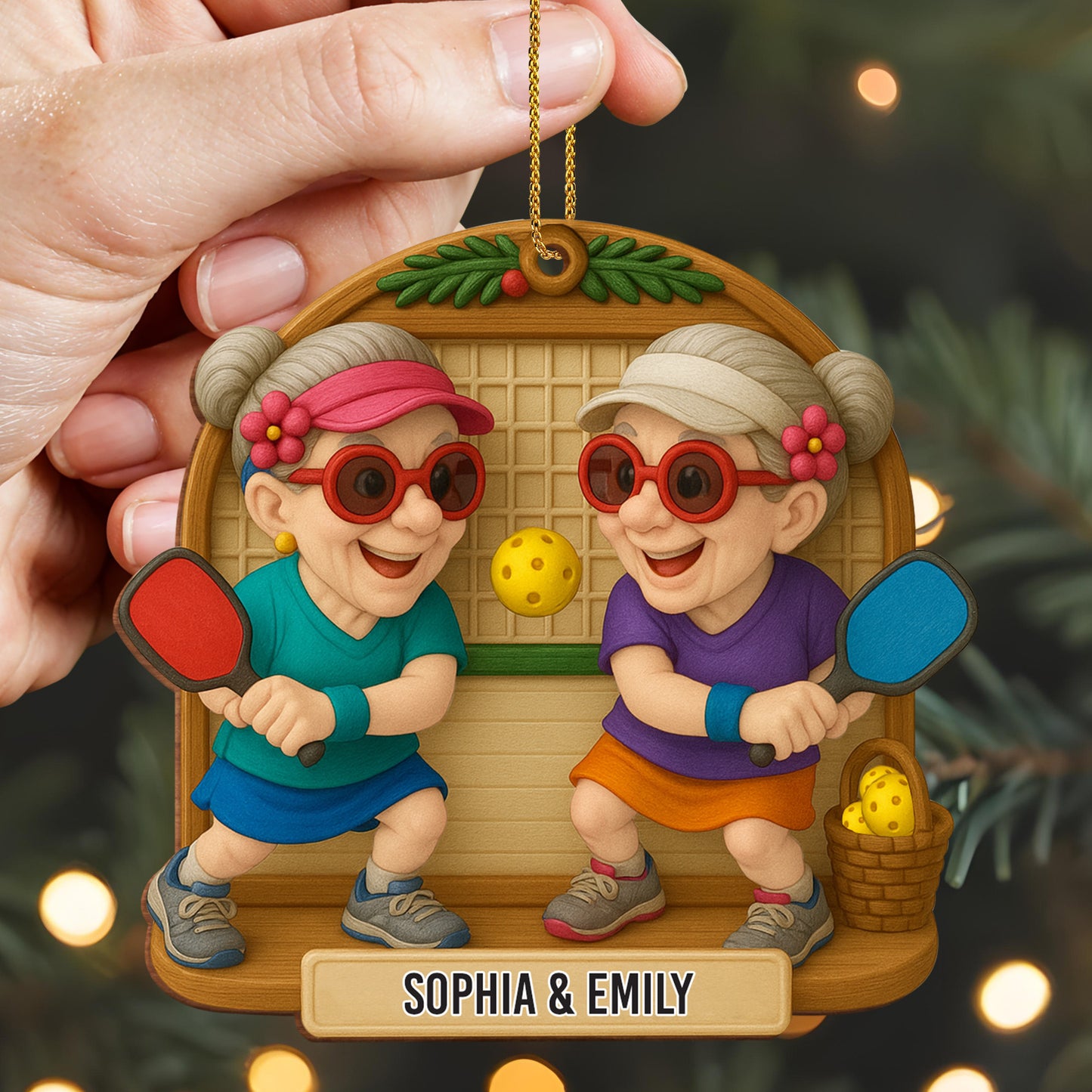 Celebrate Treasured Moments With Joyful Pickleball Game - Personalized Custom Wood Ornament, Custom Shaped - BST323_WDO