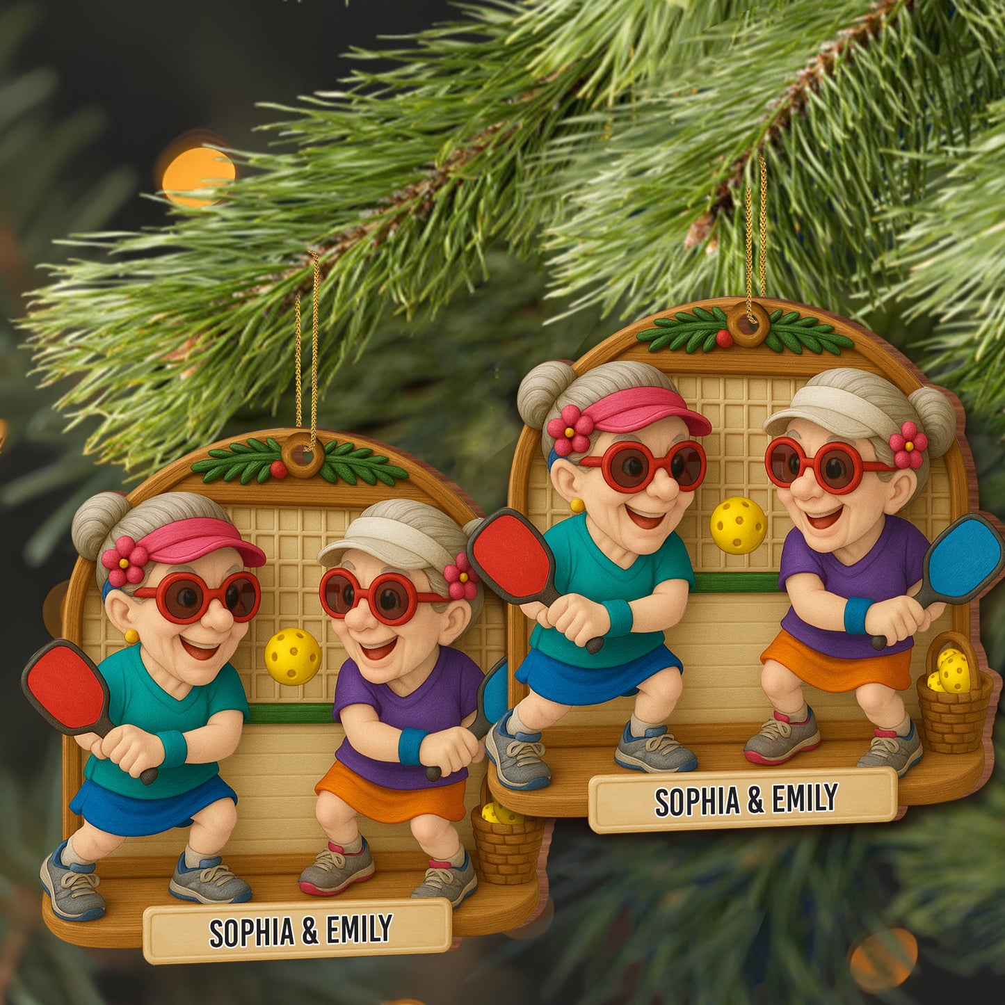 Celebrate Treasured Moments With Joyful Pickleball Game - Personalized Custom Wood Ornament, Custom Shaped - BST323_WDO