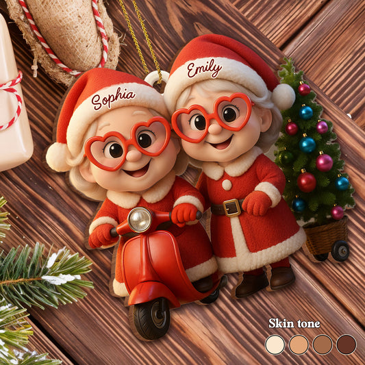 Santa Duo On Scooter With Christmas Tree