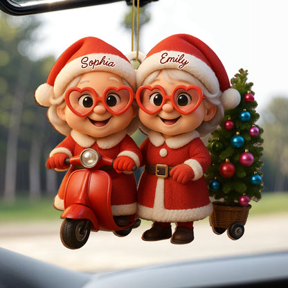 Santa Duo On Scooter With Christmas Tree