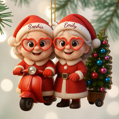 Santa Duo On Scooter With Christmas Tree