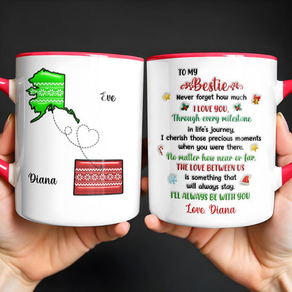 To My Bestie, Love Between Us Heart and Stars Mug Design