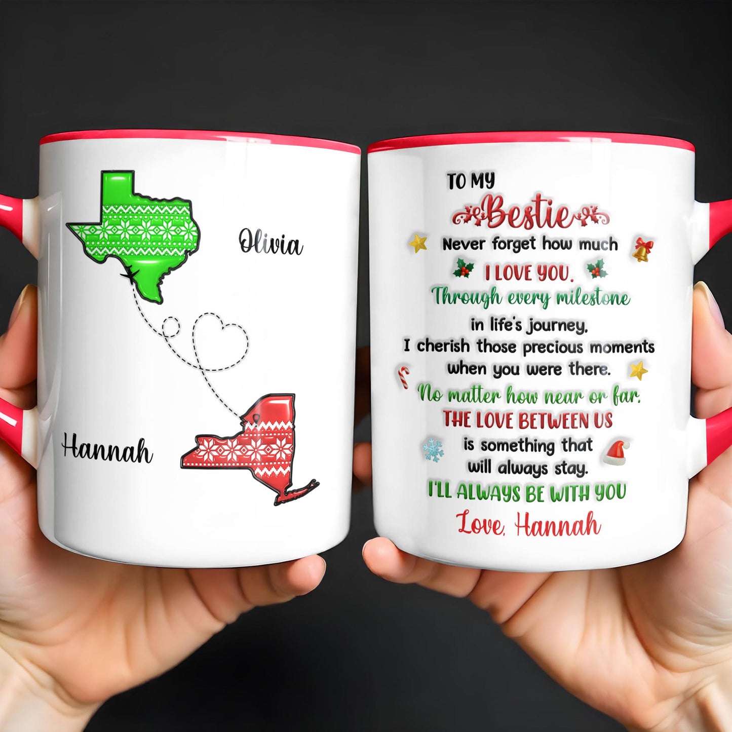 To My Bestie, Love Between Us Heart and Stars Mug Design
