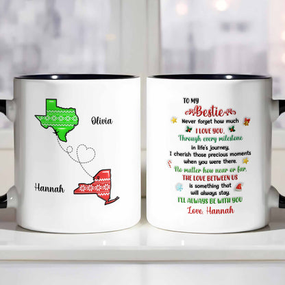 To My Bestie, Love Between Us Heart and Stars Mug Design