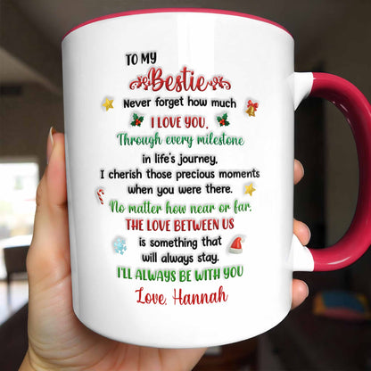 To My Bestie, Love Between Us Heart and Stars Mug Design