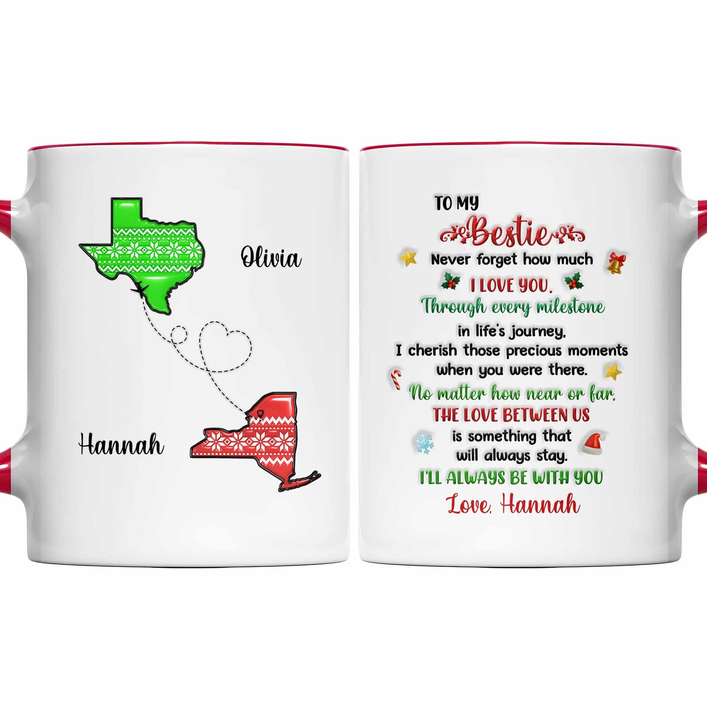 To My Bestie, Love Between Us Heart and Stars Mug Design