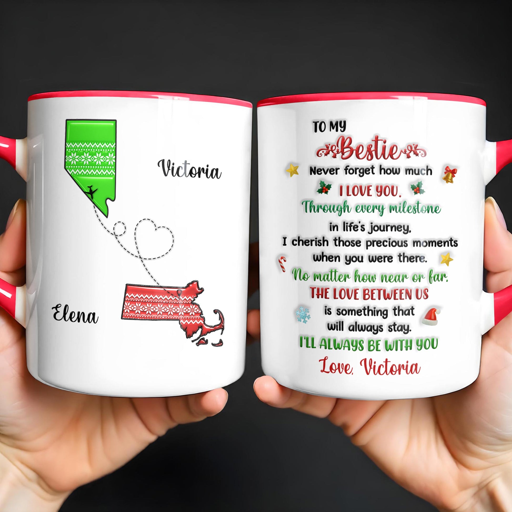To My Bestie, Love Between Us Heart and Stars Mug Design