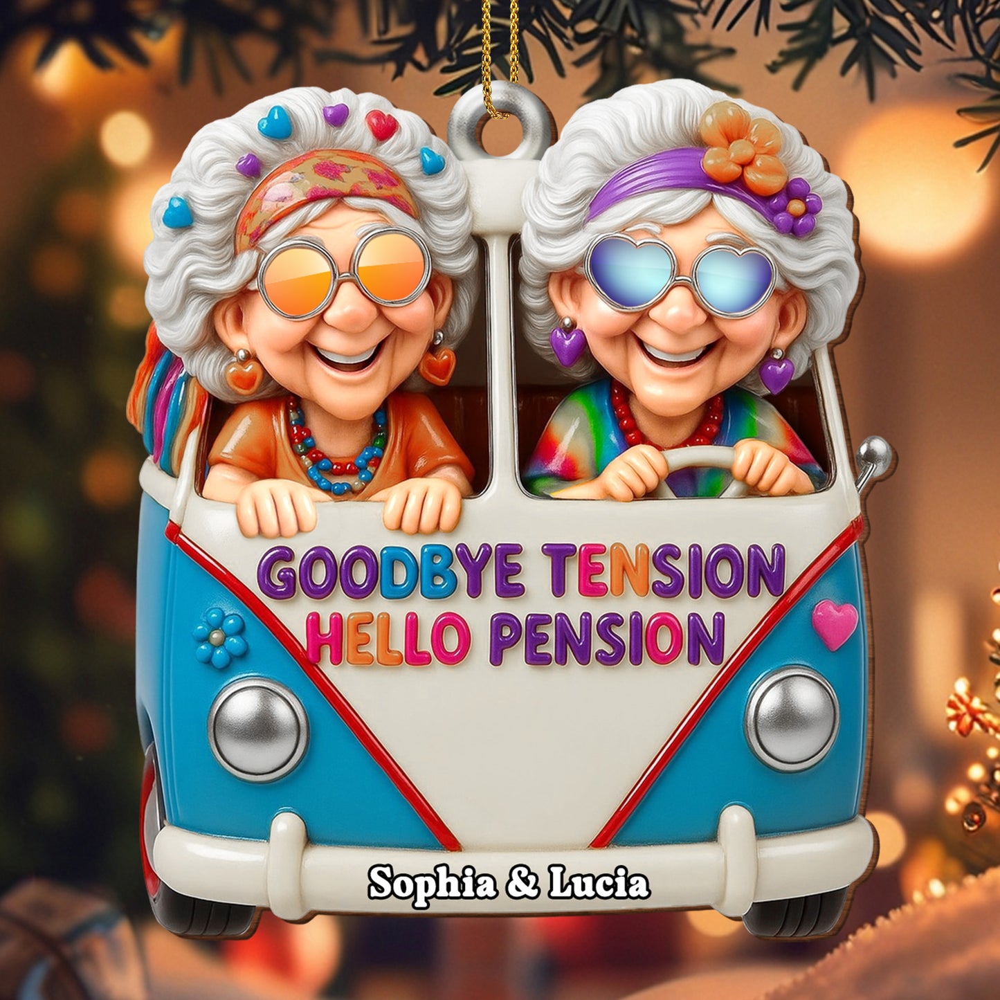 Goodbye Tension Hello Pension With Joyful Elderly Friends In Van
