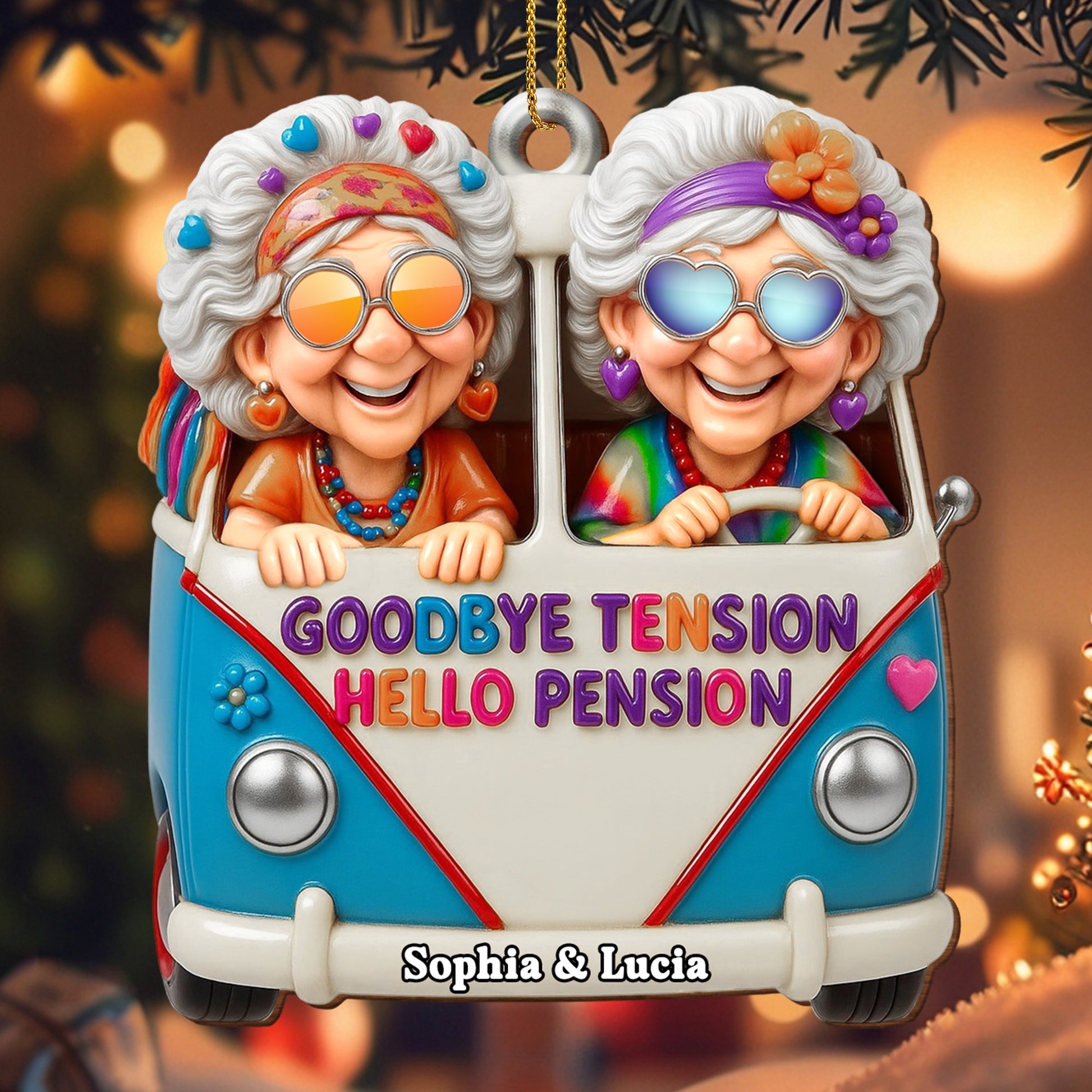 Goodbye Tension Hello Pension With Joyful Elderly Friends In Van
