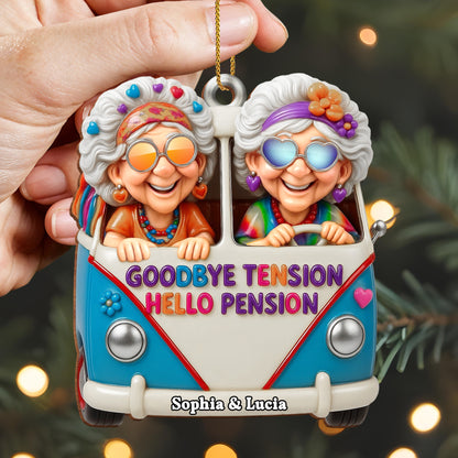 Goodbye Tension Hello Pension With Joyful Elderly Friends In Van