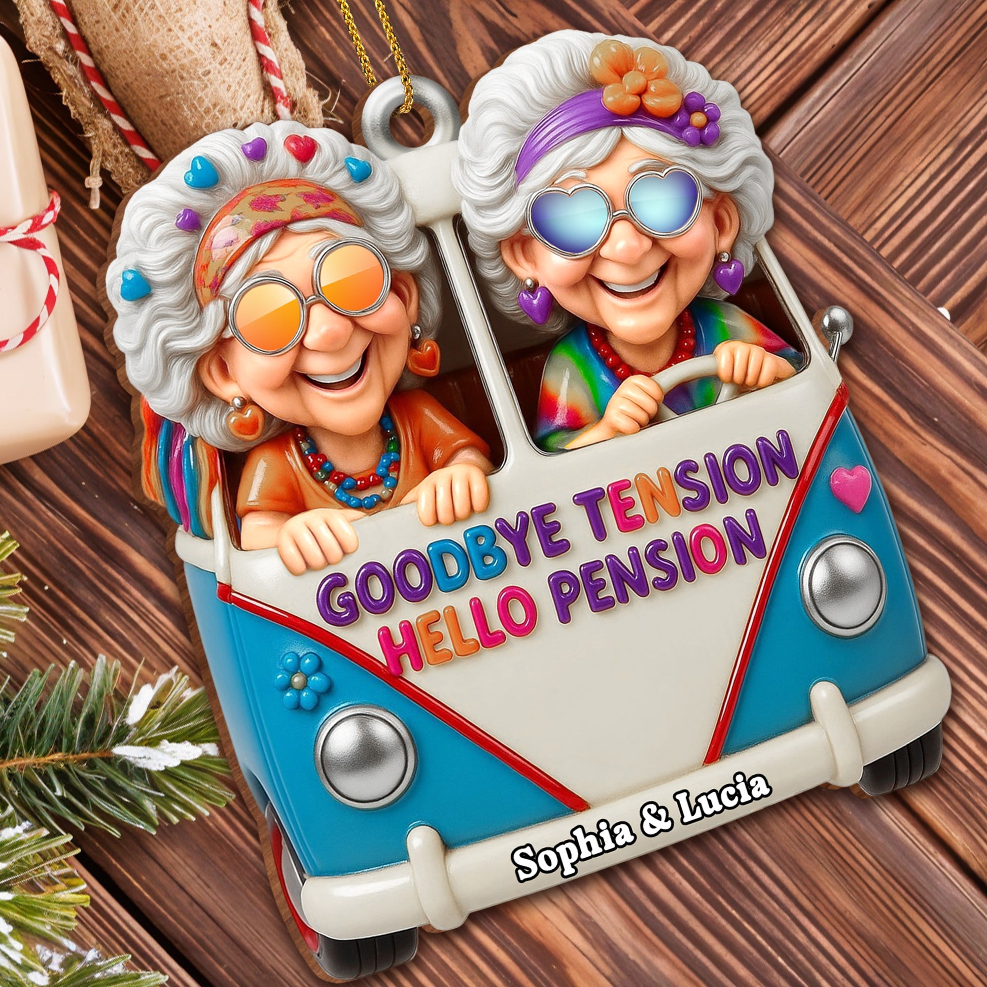 Goodbye Tension Hello Pension With Joyful Elderly Friends In Van