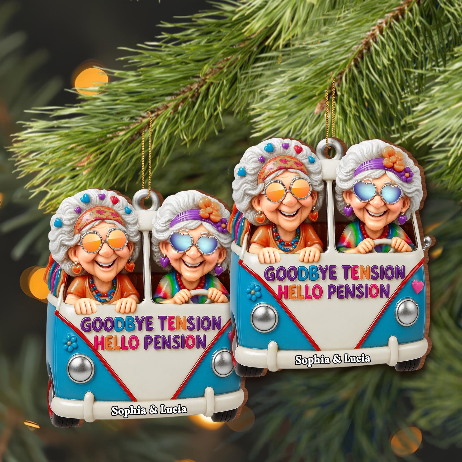 Goodbye Tension Hello Pension With Joyful Elderly Friends In Van