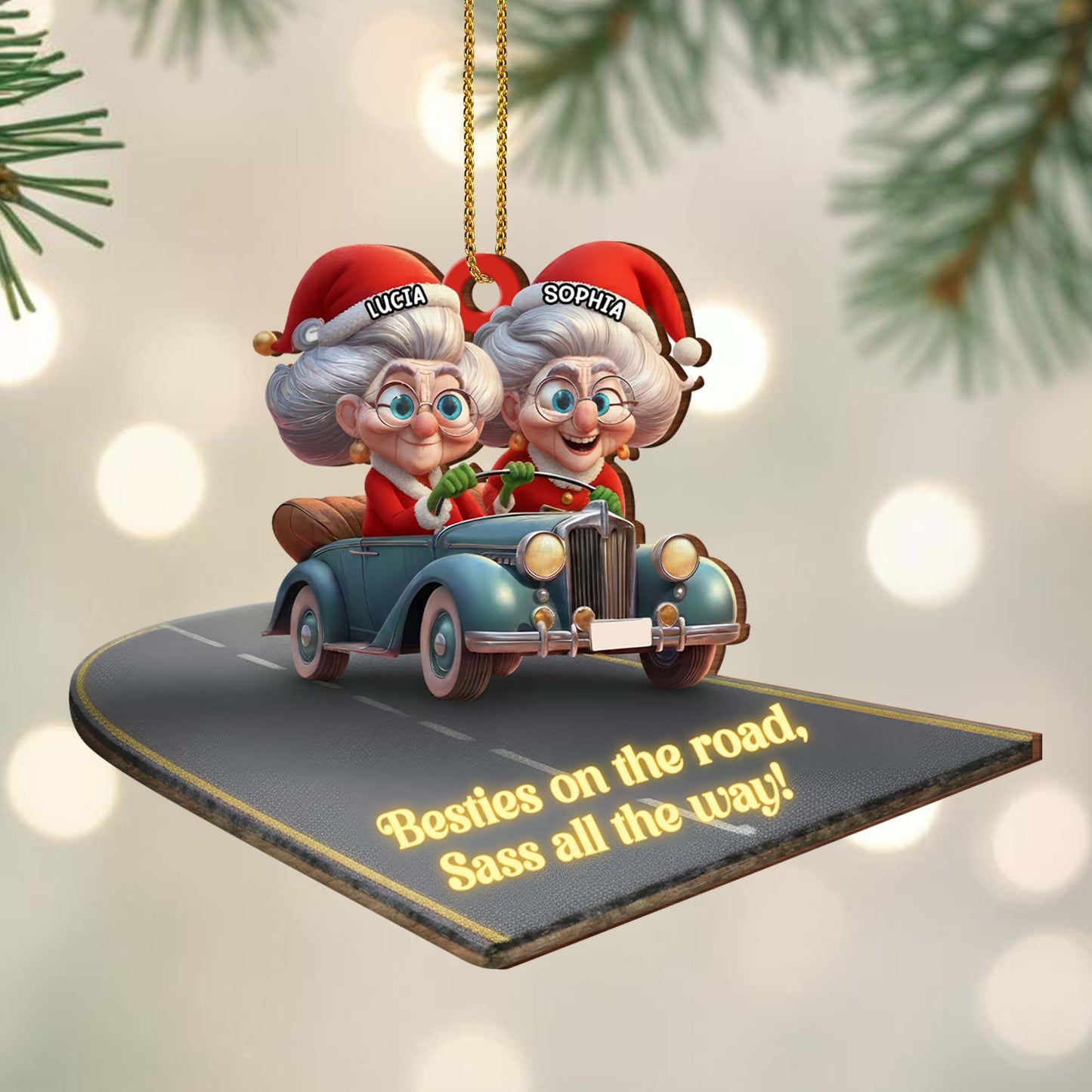 Besties On The Road Sass All The Way Car Ornament