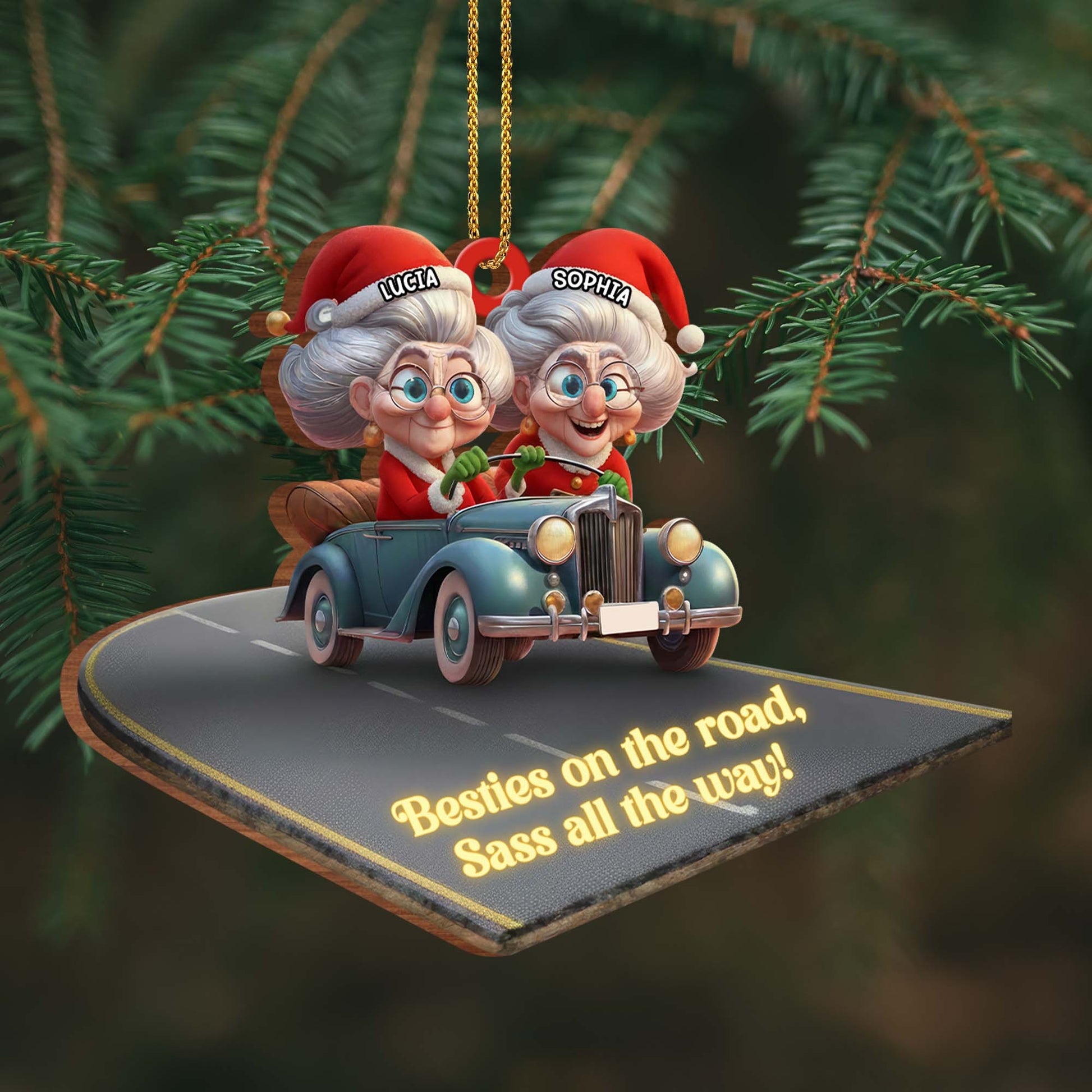 Besties On The Road Sass All The Way Car Ornament