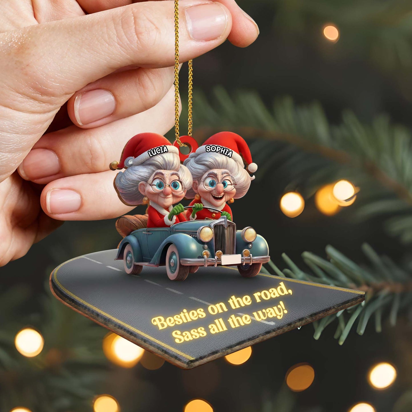 Besties On The Road Sass All The Way Car Ornament