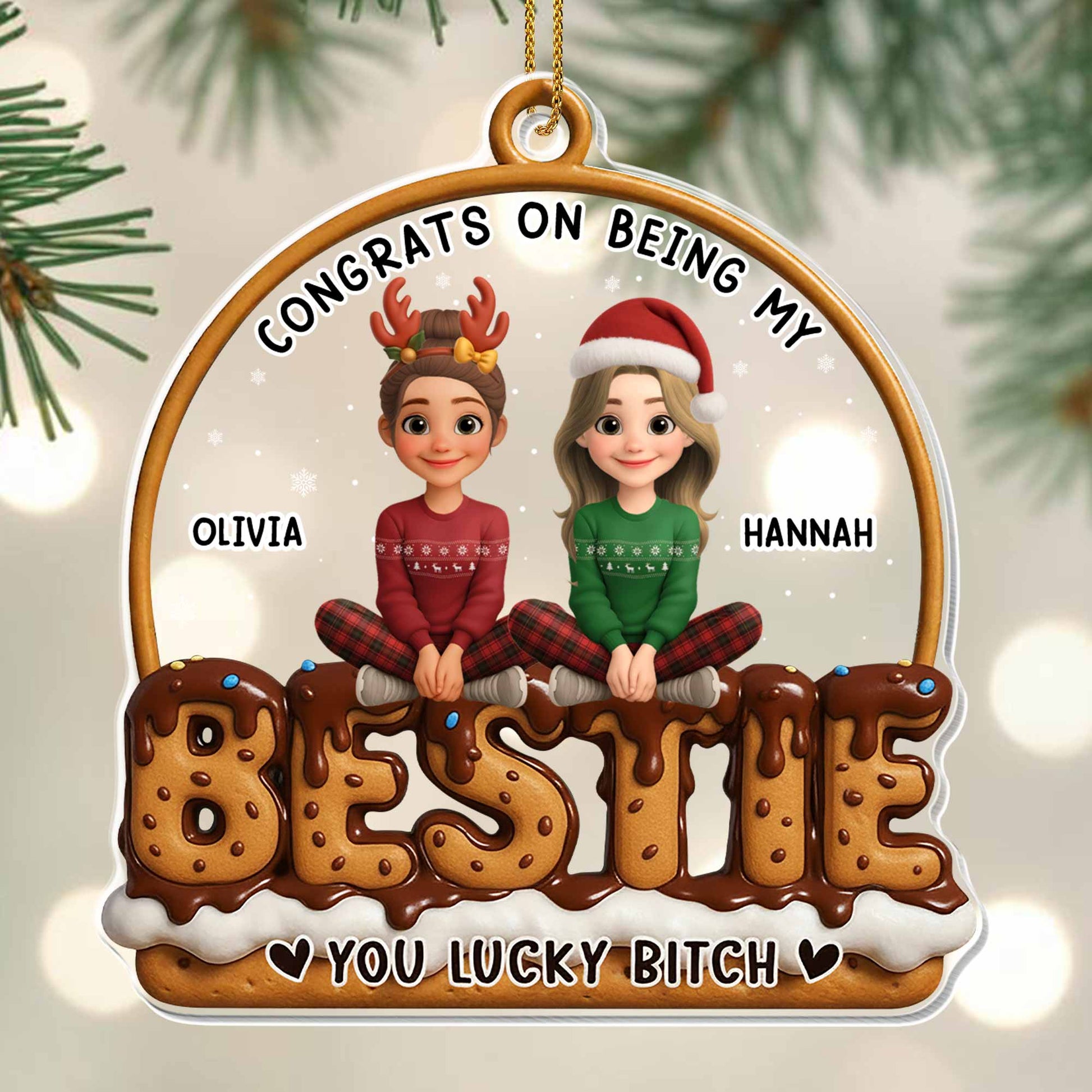Congrats On Being My Bestie, Winter Friends Cookie Lettering