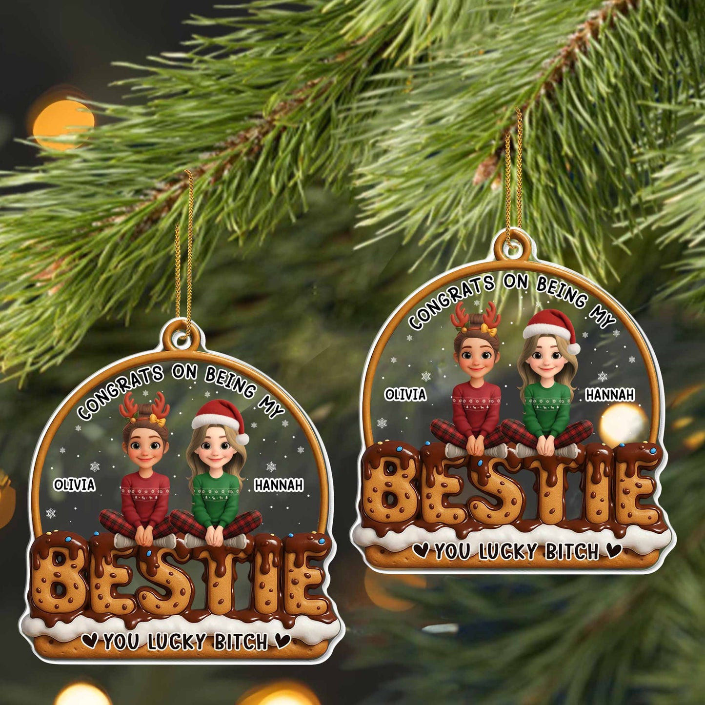 Congrats On Being My Bestie, Winter Friends Cookie Lettering