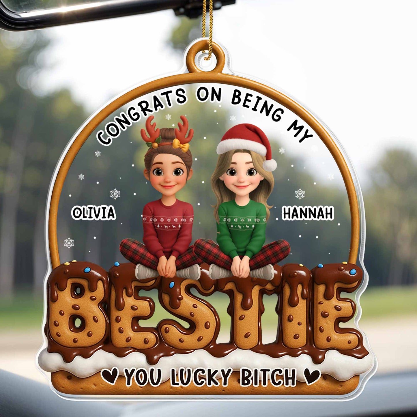 Congrats On Being My Bestie, Winter Friends Cookie Lettering