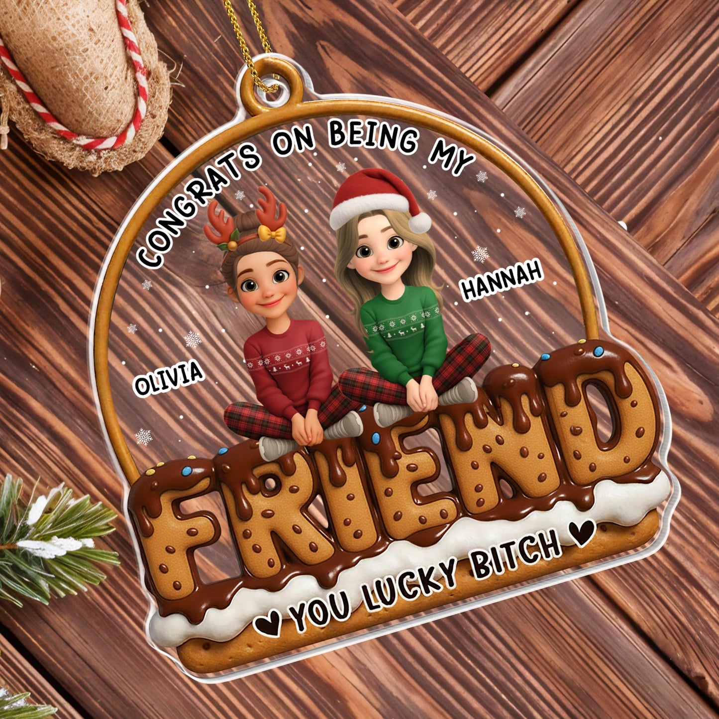 Congrats On Being My Bestie, Winter Friends Cookie Lettering