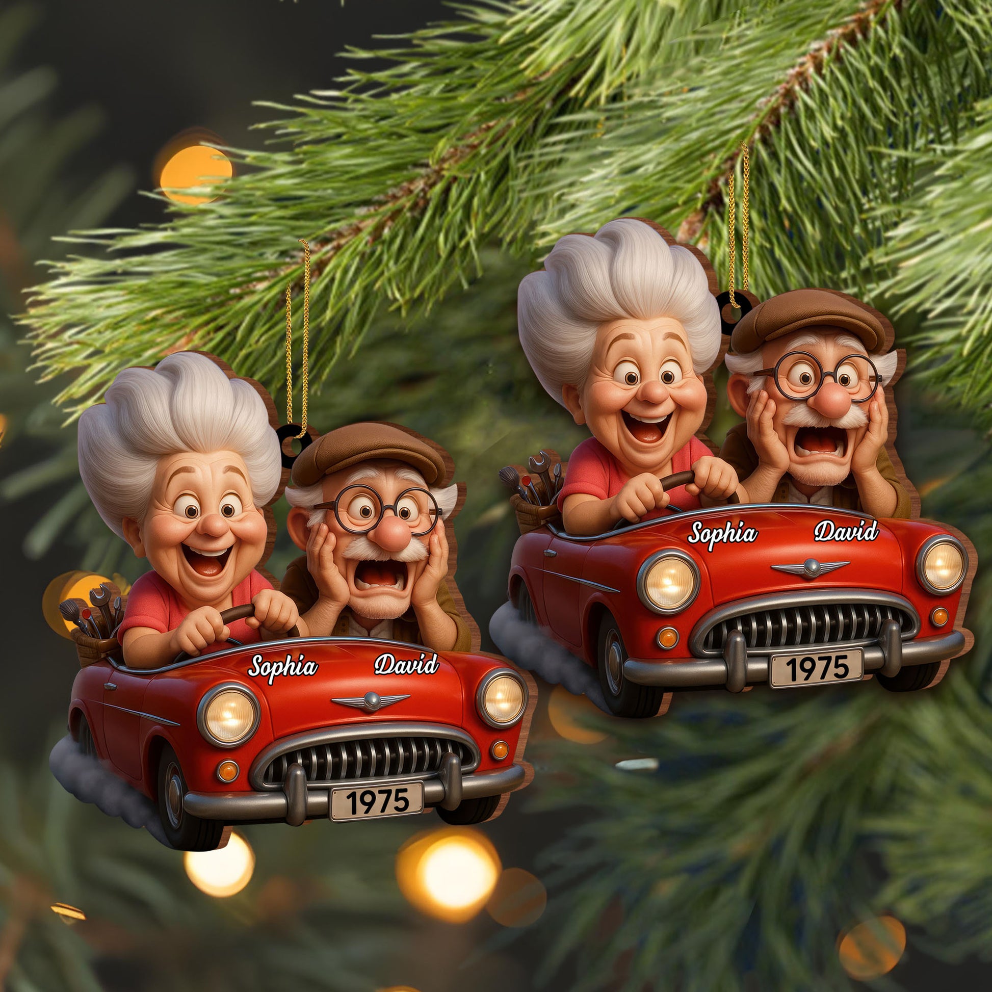 A Joyful Ride Together, Elderly Couple In Vintage Car