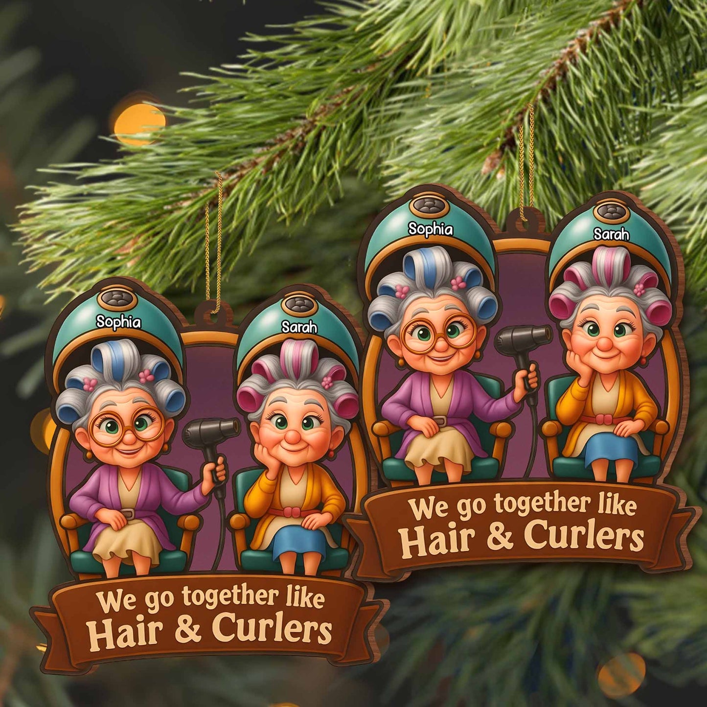 We Go Together Like Hair & Curlers, Elderly Women with Beauty Salon Tools