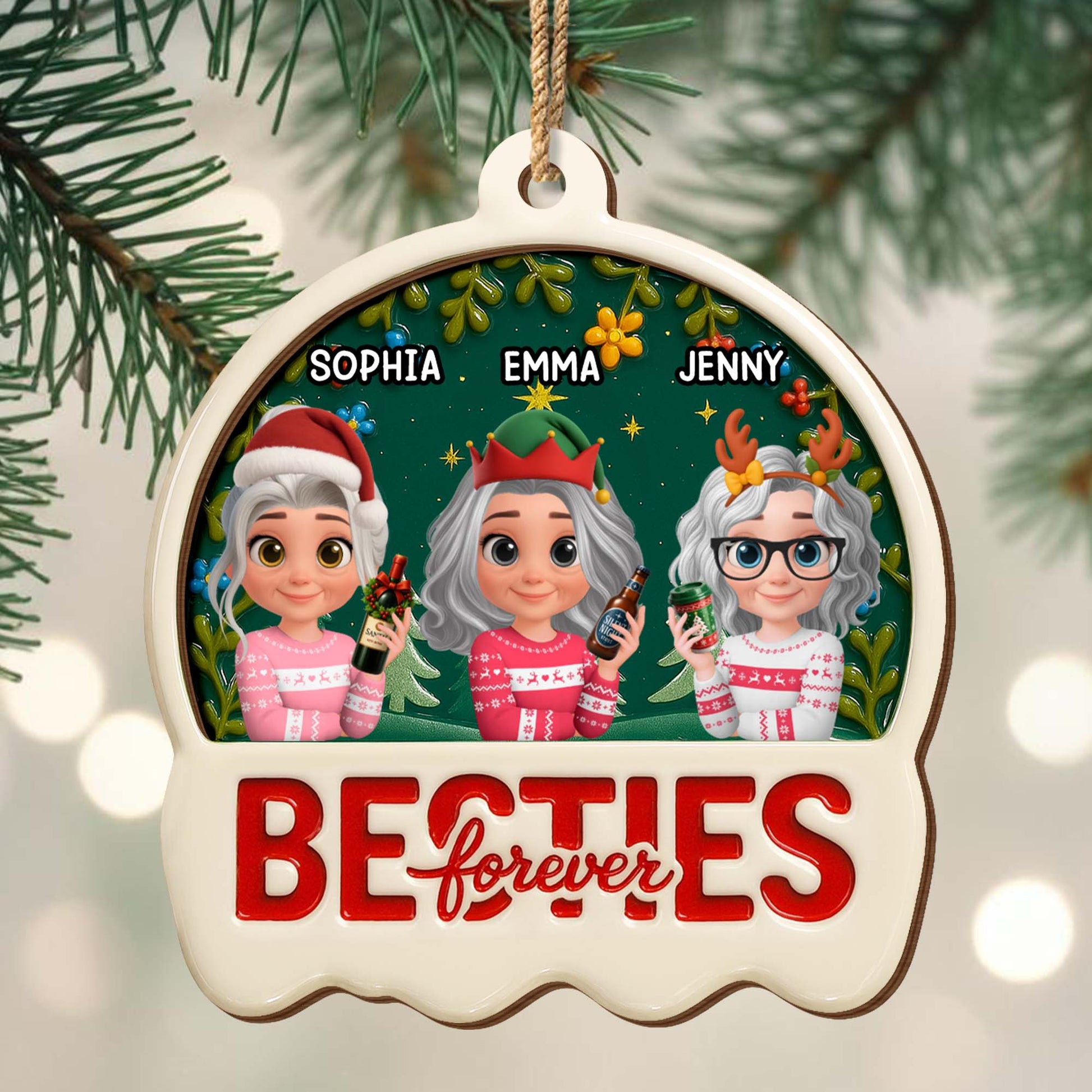 Besties Forever, Christmas Hats And Sweaters