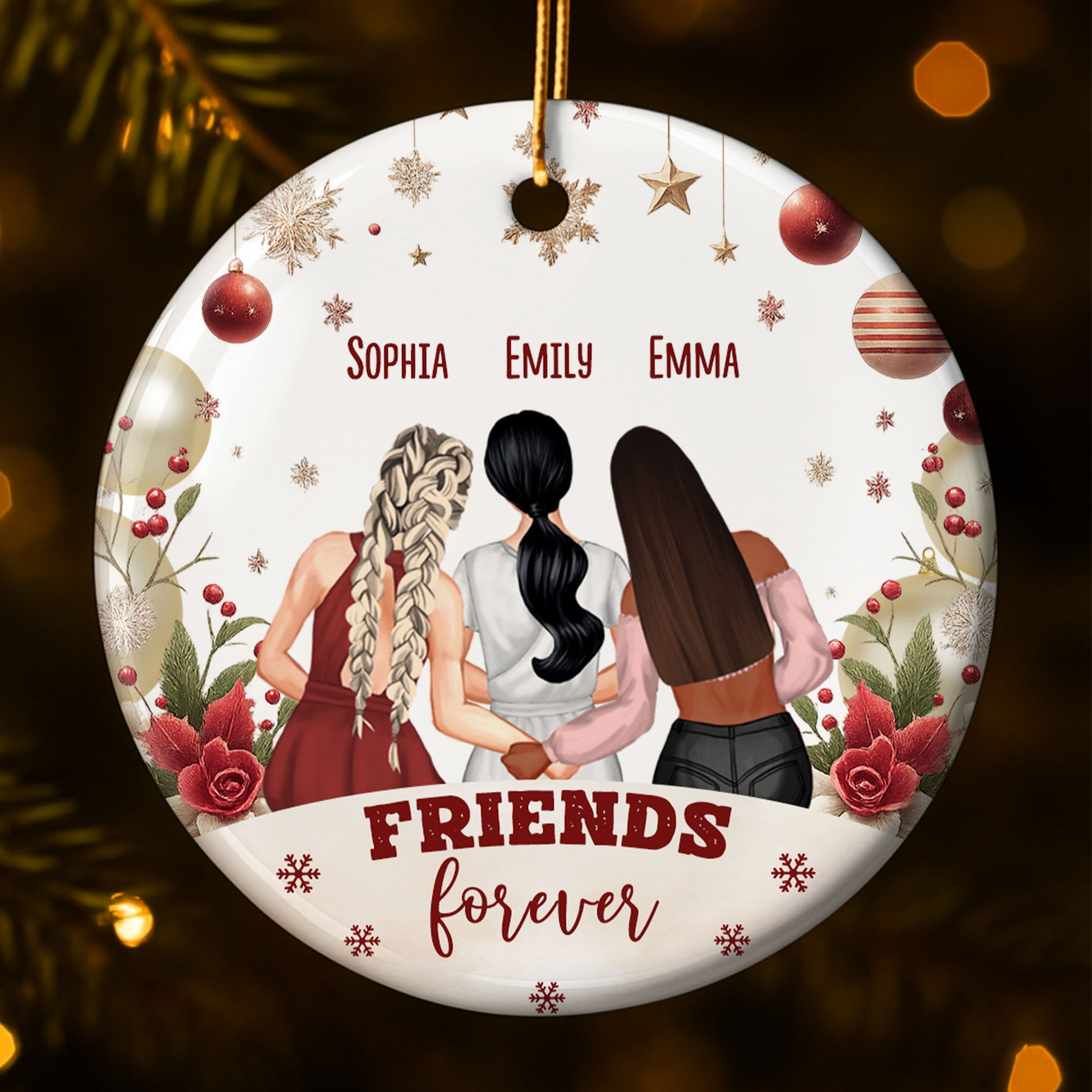 Friends Forever Ornament With Women And Flowers