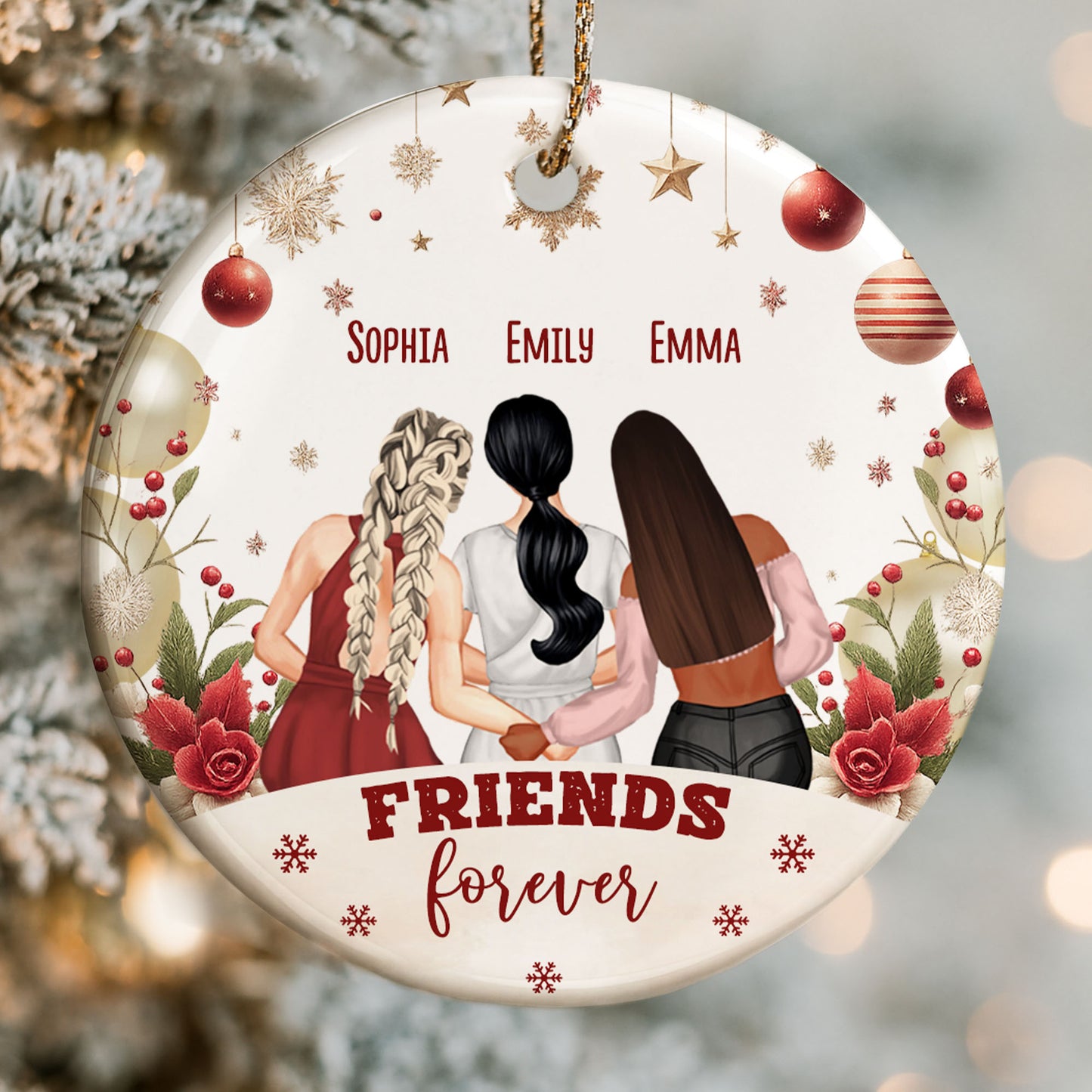 Friends Forever Ornament With Women And Flowers