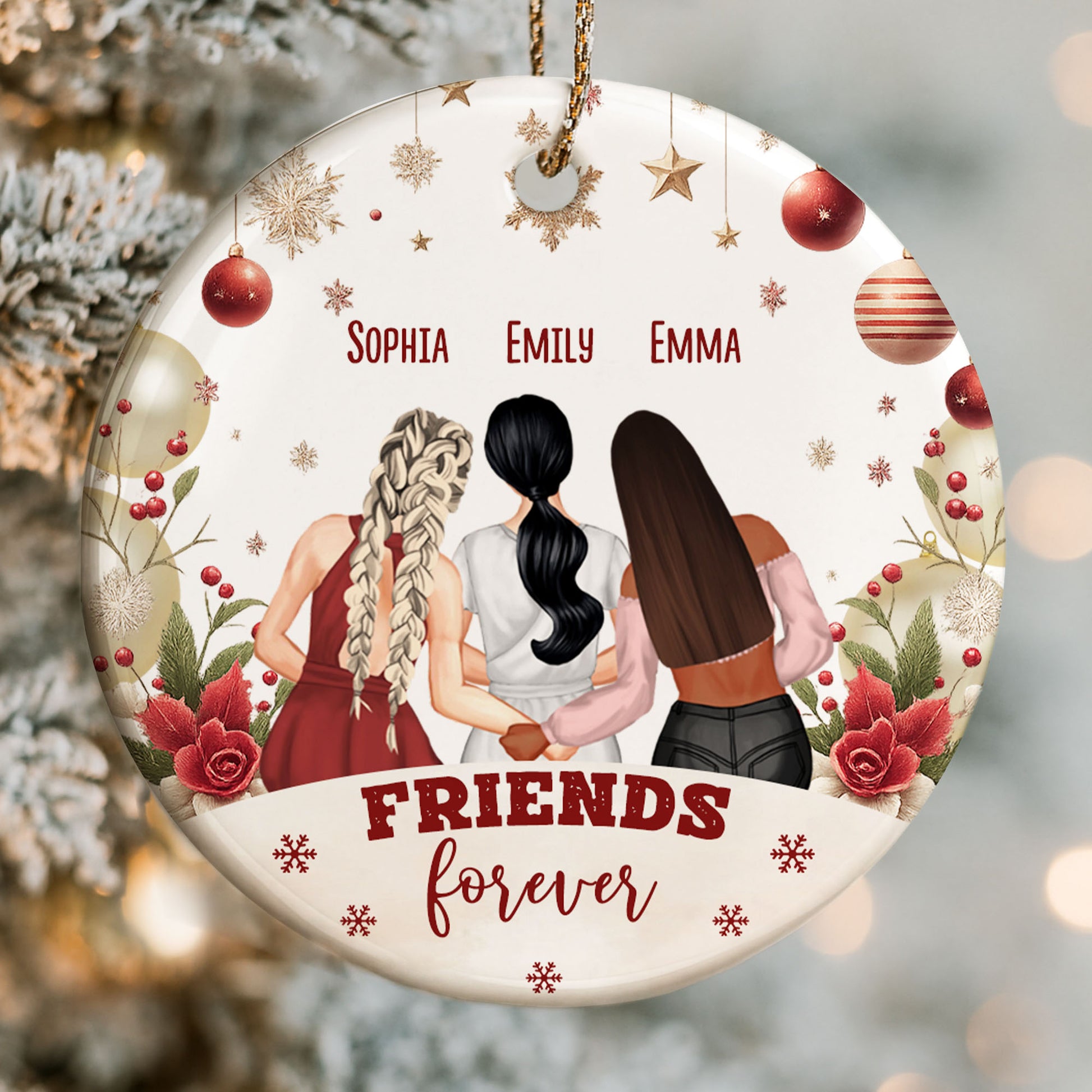 Friends Forever Ornament With Women And Flowers