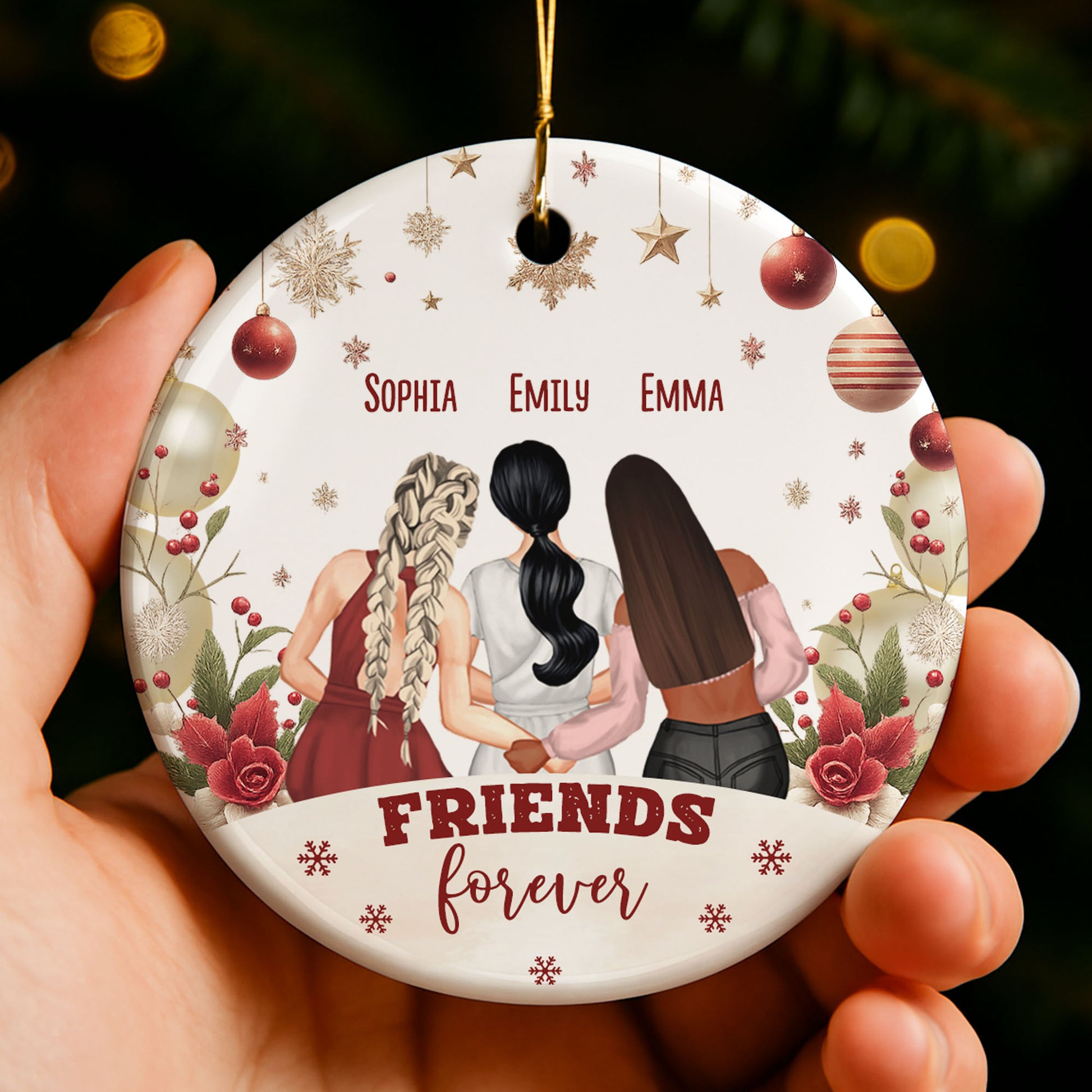Friends Forever Ornament With Women And Flowers