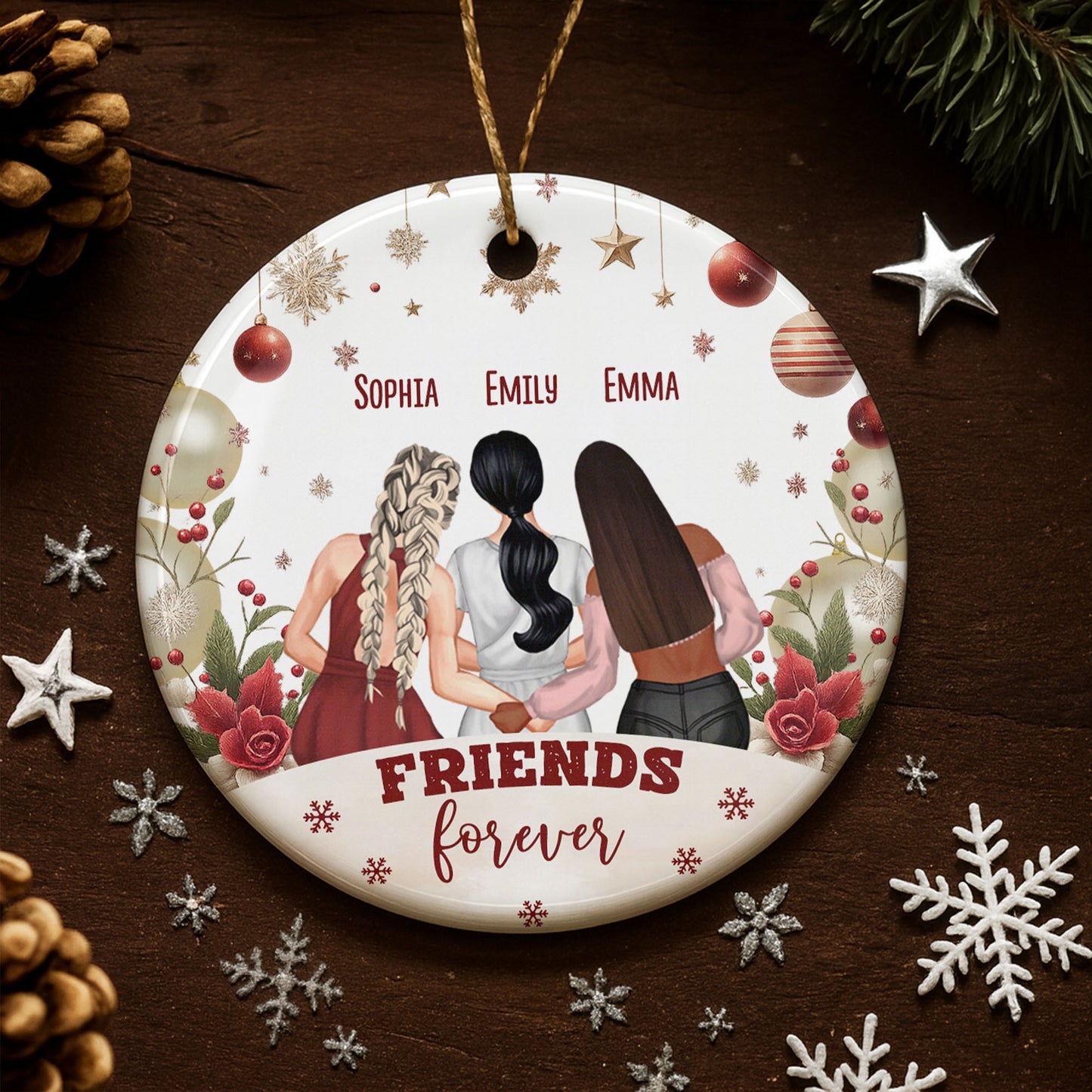 Friends Forever Ornament With Women And Flowers